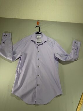 Men’s Calvin Klein Non-Iron Purple L. Sleeve Dress Shirt Size Large
